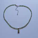Olivine Peridot Choker with Square Diamond Cut Pendant - 925 Sterling Silver
