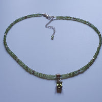 Olivine Peridot Choker with Square Diamond Cut Pendant - 925 Sterling Silver