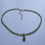 Olivine Peridot Choker with Square Diamond Cut Pendant - 925 Sterling Silver