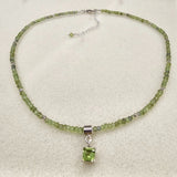 Olivine Peridot Choker with Square Diamond Cut Pendant - 925 Sterling Silver