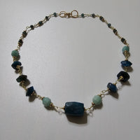 Teal Blue Agate, Amazonite & Apatite, 18K Gold Plated 4in1 Statement Necklace