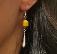 Yellow Mookaite 925 Sterling Silver Long Drop Earrings