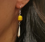 Yellow Mookaite 925 Sterling Silver Long Drop Earrings