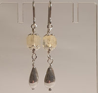 Faceted Citrine 925 Sterling Silver Long Drop Earrings