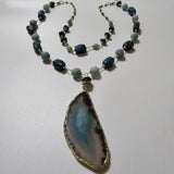 Teal Blue Agate, Amazonite & Apatite, 18K Gold Plated 4in1 Statement Necklace