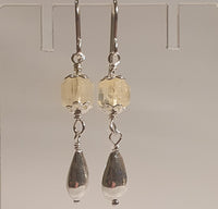 Faceted Citrine 925 Sterling Silver Long Drop Earrings