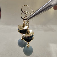 Teal Blue Apatite&Amazonite, 18K Gold Plated Dangle Earrings