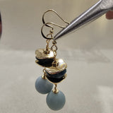 Teal Blue Apatite&Amazonite, 18K Gold Plated Dangle Earrings