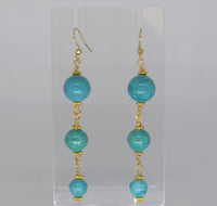 Turquoise Howlite 18K Gold Plated Handmade Artisan Long Dangle Earrings