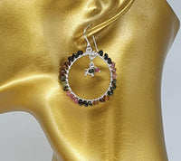 Rainbow Tourmaline Hoop Earrings 925 Sterling Silver Artisan Hand Crafted