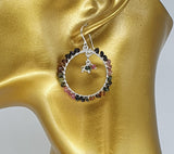 Rainbow Tourmaline Hoop Earrings 925 Sterling Silver Artisan Hand Crafted