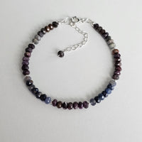 Genuine Natural Ruby & Blue Sapphire 925 Solid Sterling Silver Bracelet