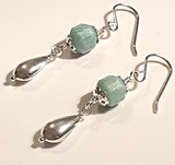 Faceted Amazonite 925 Sterling Silver Long Drop Earrings
