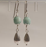 Faceted Amazonite 925 Sterling Silver Long Drop Earrings