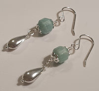 Faceted Amazonite 925 Sterling Silver Long Drop Earrings