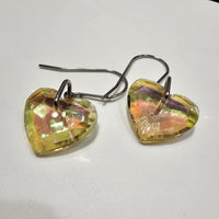 Yellow AB Crystal Hearts Stainless Steel  Earrings