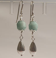Faceted Amazonite 925 Sterling Silver Long Drop Earrings