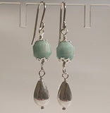 Faceted Amazonite 925 Sterling Silver Long Drop Earrings