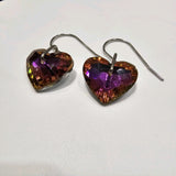 Purple-Orange AB Crystal Hearts Stainless Steel  Earrings