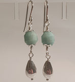 Faceted Amazonite 925 Sterling Silver Long Drop Earrings