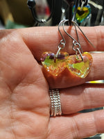 Yellow AB Crystal Hearts Stainless Steel  Earrings