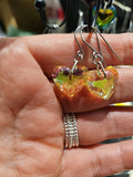 Yellow AB Crystal Hearts Stainless Steel  Earrings