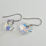 Crystal AB Hearts Stainless Steel  Earrings