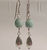 Faceted Amazonite 925 Sterling Silver Long Drop Earrings