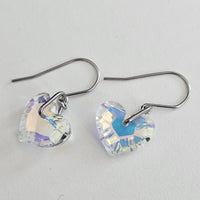 Crystal AB Hearts Stainless Steel  Earrings