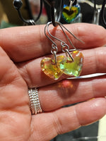 Yellow AB Crystal Hearts Stainless Steel  Earrings