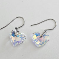 Crystal AB Hearts Stainless Steel  Earrings