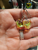 Yellow AB Crystal Hearts Stainless Steel  Earrings