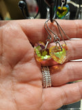 Yellow AB Crystal Hearts Stainless Steel  Earrings