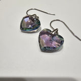 Lt Purple AB Crystal Hearts Stainless Steel  Earrings
