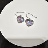 Lt Purple AB Crystal Hearts Stainless Steel  Earrings