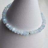 925 Sterling Silver & Aquamarine Bracelet with Clasp and Extender Chain 7"