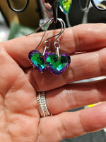 Green-Purple AB Crystal Hearts Stainless Steel  Earrings