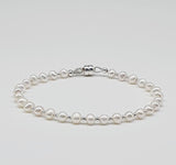 White Natural Freshwater Pearls 925 Sterling Silver Bracelet with Magnetic Clasp