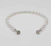 White Natural Freshwater Pearls 925 Sterling Silver Bracelet with Magnetic Clasp