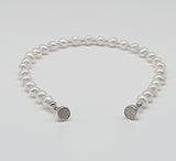 White Natural Freshwater Pearls 925 Sterling Silver Bracelet with Magnetic Clasp