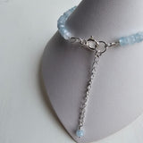 925 Sterling Silver & Aquamarine Bracelet with Clasp and Extender Chain 7"