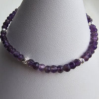 925 Sterling Silver & Amethyst Bracelet with Clasp and Extender Chain 7"