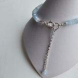 925 Sterling Silver & Aquamarine Bracelet with Clasp and Extender Chain 7"