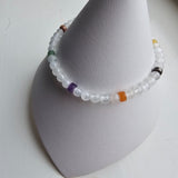 925 Sterling Silver Selenite & Colorful Gemstones Bracelet with extender chain