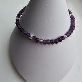 925 Sterling Silver & Amethyst Bracelet with Clasp and Extender Chain 7"
