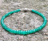 Green Emerald 925 Sterling Silver Bracelet with Magnetic Clasp