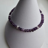 925 Sterling Silver & Amethyst Bracelet with Clasp and Extender Chain 7"