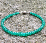 Green Emerald 925 Sterling Silver Bracelet with Magnetic Clasp