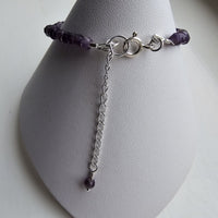 925 Sterling Silver & Amethyst Bracelet with Clasp and Extender Chain 7"