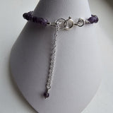 925 Sterling Silver & Amethyst Bracelet with Clasp and Extender Chain 7"